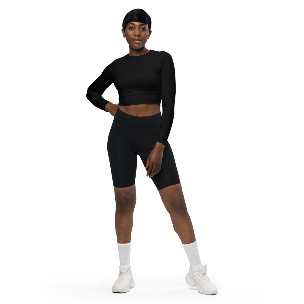 Arnwolf · Crop top de manga larga con estampado completo — Negro