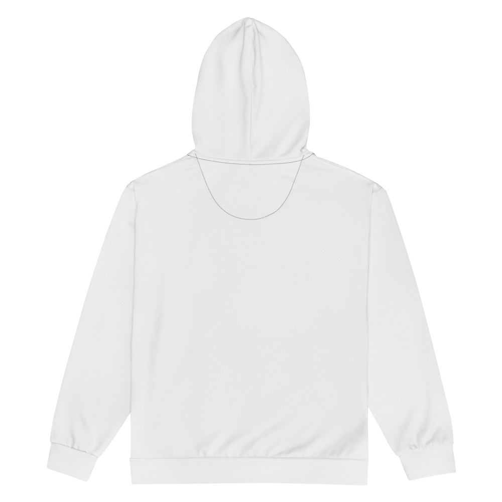 Arnwolf · Sudadera con capucha y cierre unisex reciclada con estampado completo — Blanco