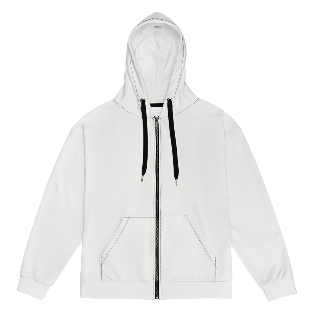 Arnwolf · Sudadera con capucha y cierre unisex reciclada con estampado completo — Blanco