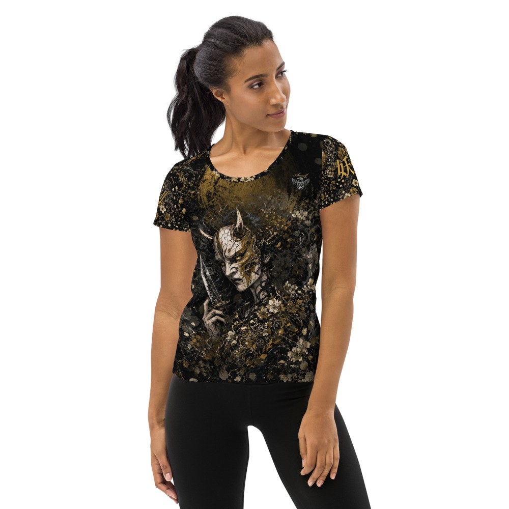 Playera deportiva Yokai · Mujer — Dorado / Negro