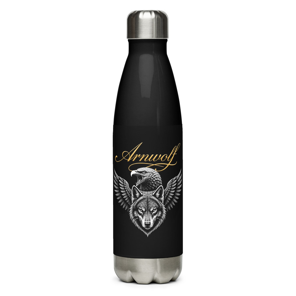 Arnwolf · Botella de agua de acero inoxidable — Negro